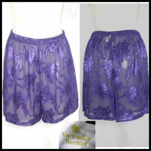 Vintage Victoria's Secret Crown Label Sheer Purple Pajama Shorts Set - 70s - Picture 3 of 13
